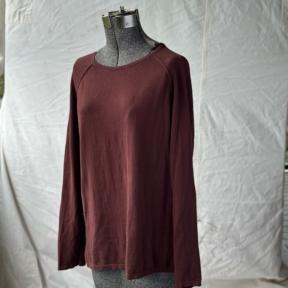 Rust Chocolate Brown Long Sleeve 100% cotton Knit Top